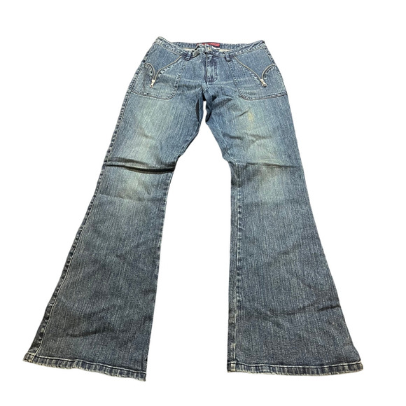 Parasuco Ergonomic Mens Y2K Vintage Flare Jeans Wide Leg Zipper Bootcut Size 33 - Picture 2 of 10